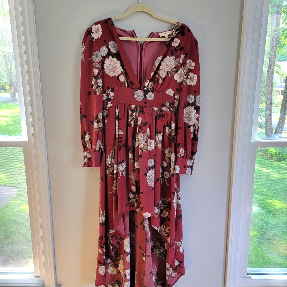 Maroon Floral Romper Dress
